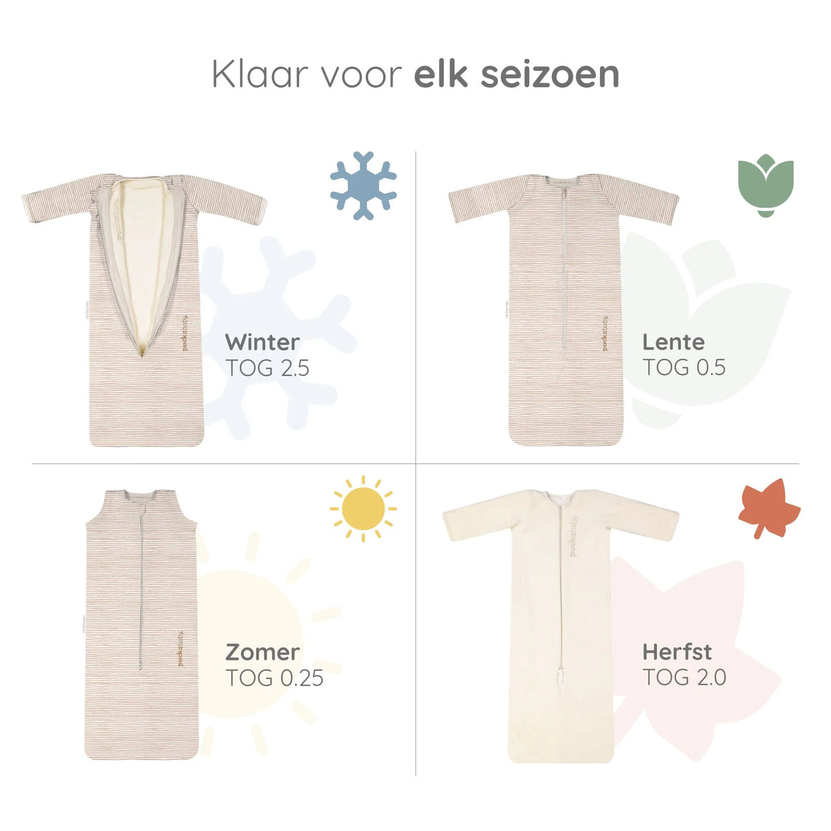 Puckababy Slaapzak Bag 4 Seizoenen 6M - 2,5j - Hazel Stripes