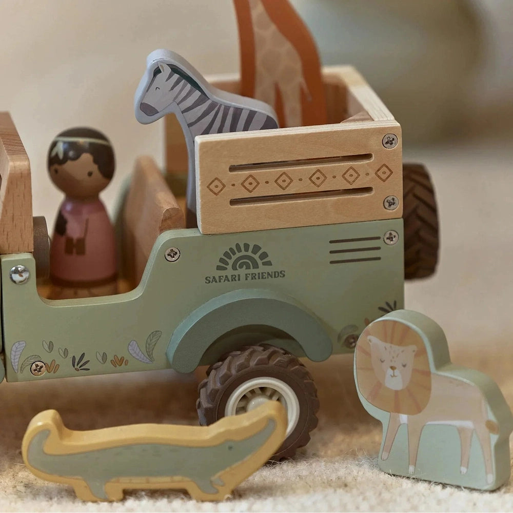 Little Dutch Houten Safari Auto Met Dieren - Groen