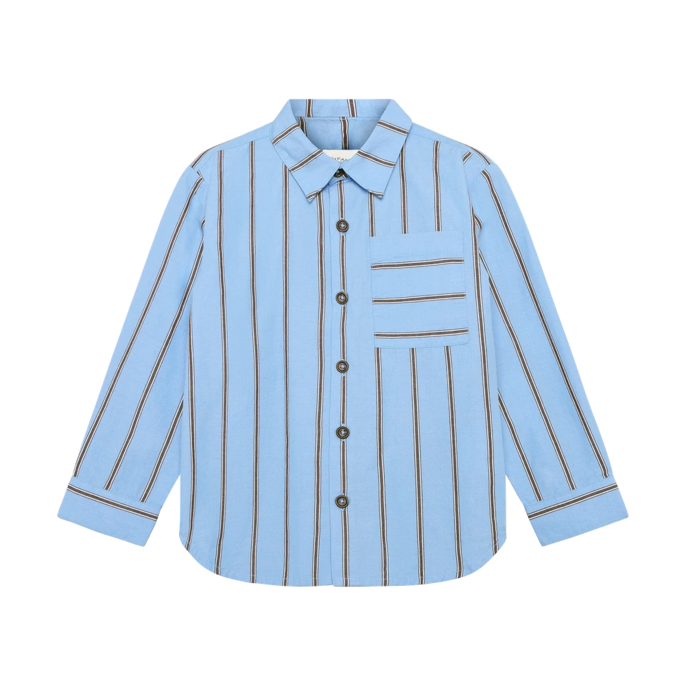 En Fant Gestreept Hemd Lange Mouwen - Bel Air Blue