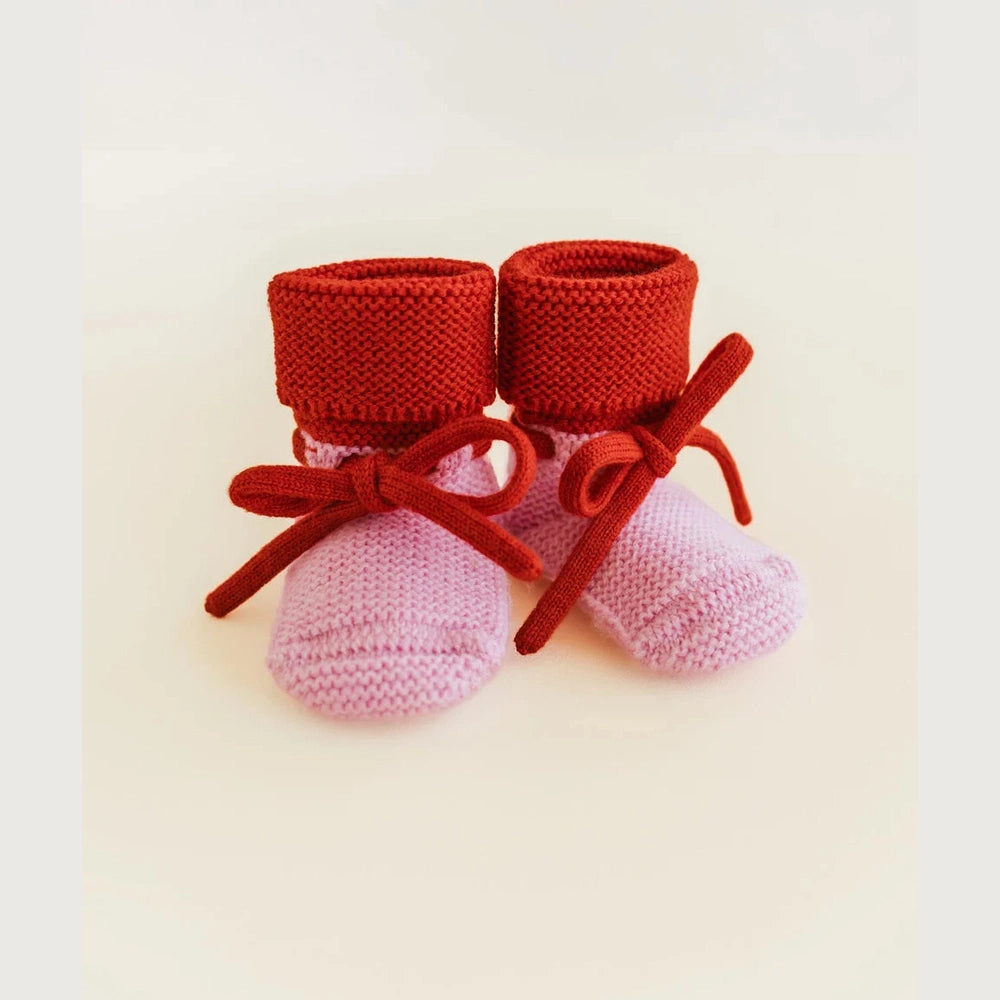 Hvid Booties Cotton Candy Red 0-9mnd