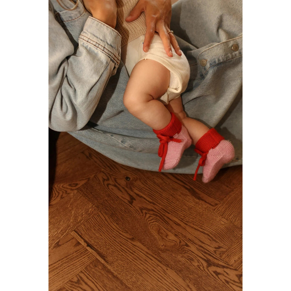Hvid Booties Cotton Candy Red 0-9mnd