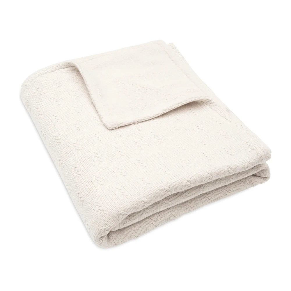 Jollein - Deken Wieg - Grain Knit Oatmeal/ Velour - 75x100cm