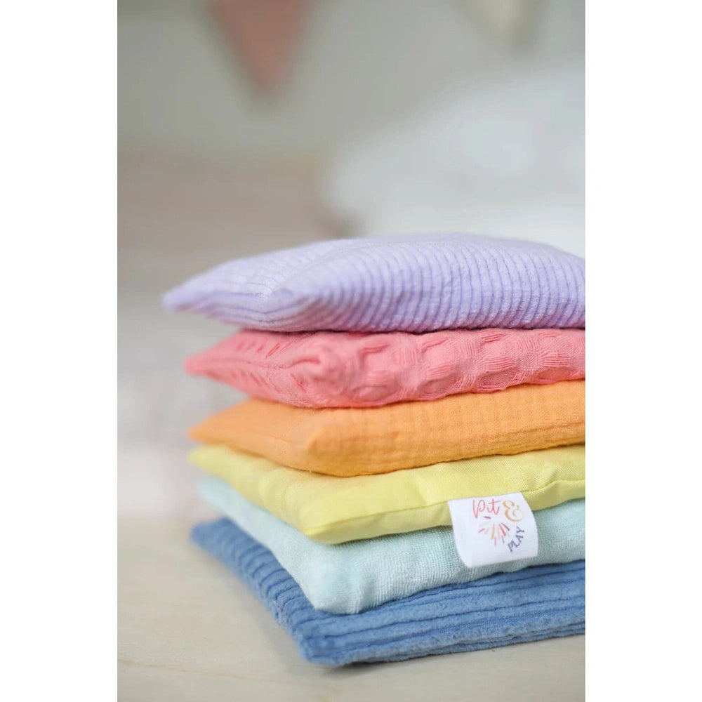 Pit&Play Sensorische Pastel Pittenzakjes + Gratis Speeldoek Katoen Medium Fade Pastel