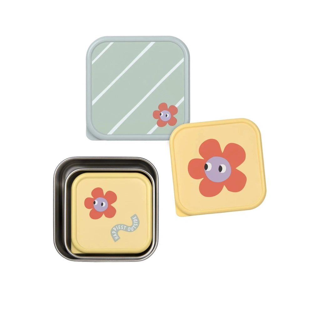 Lässig Roestvrije Snackbox 3 Delige Set - Happy Trails Flower