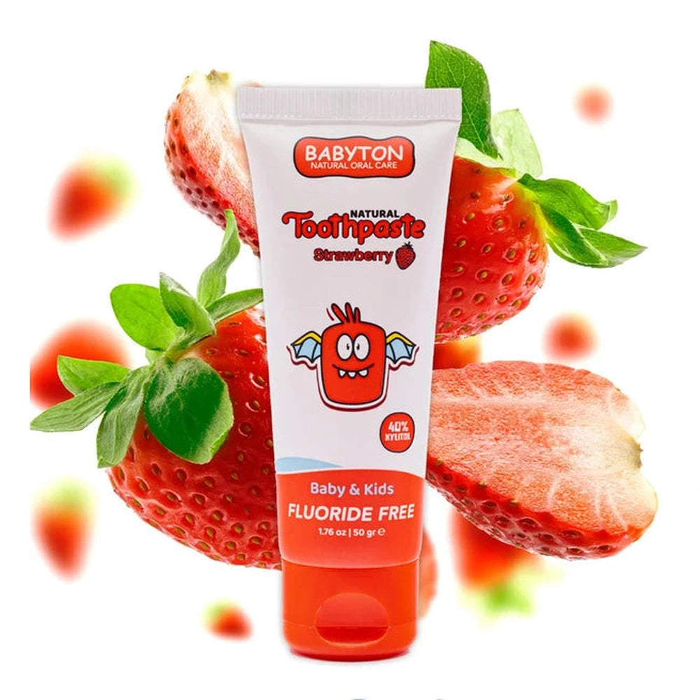 Babyton Tandpasta Baby & Kind Fluoridevrij (50g) - Aardbei