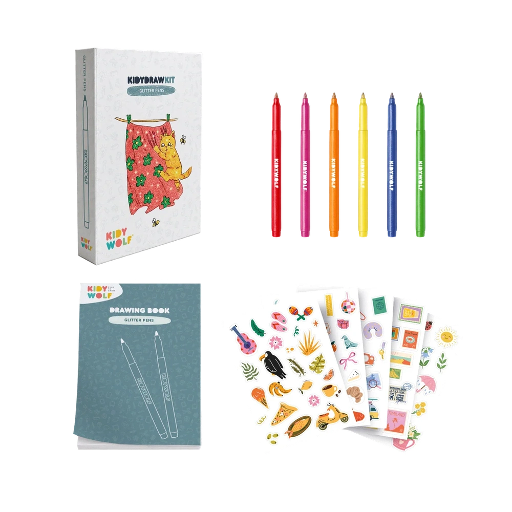 Kidywolf KidydrawPad Kit - Glitterpennen