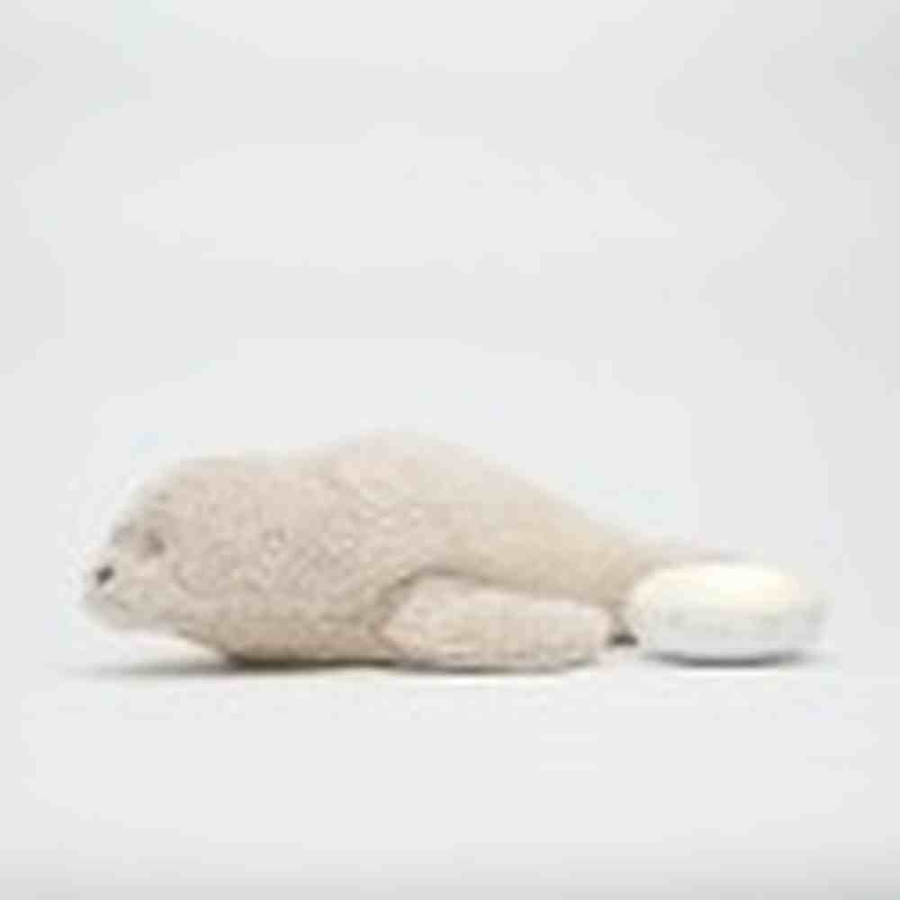 Moonie Knuffel - The Humming Seal Organic 2.0 - Sand Natur | Witte Ruis Zeehond Met Lichtje