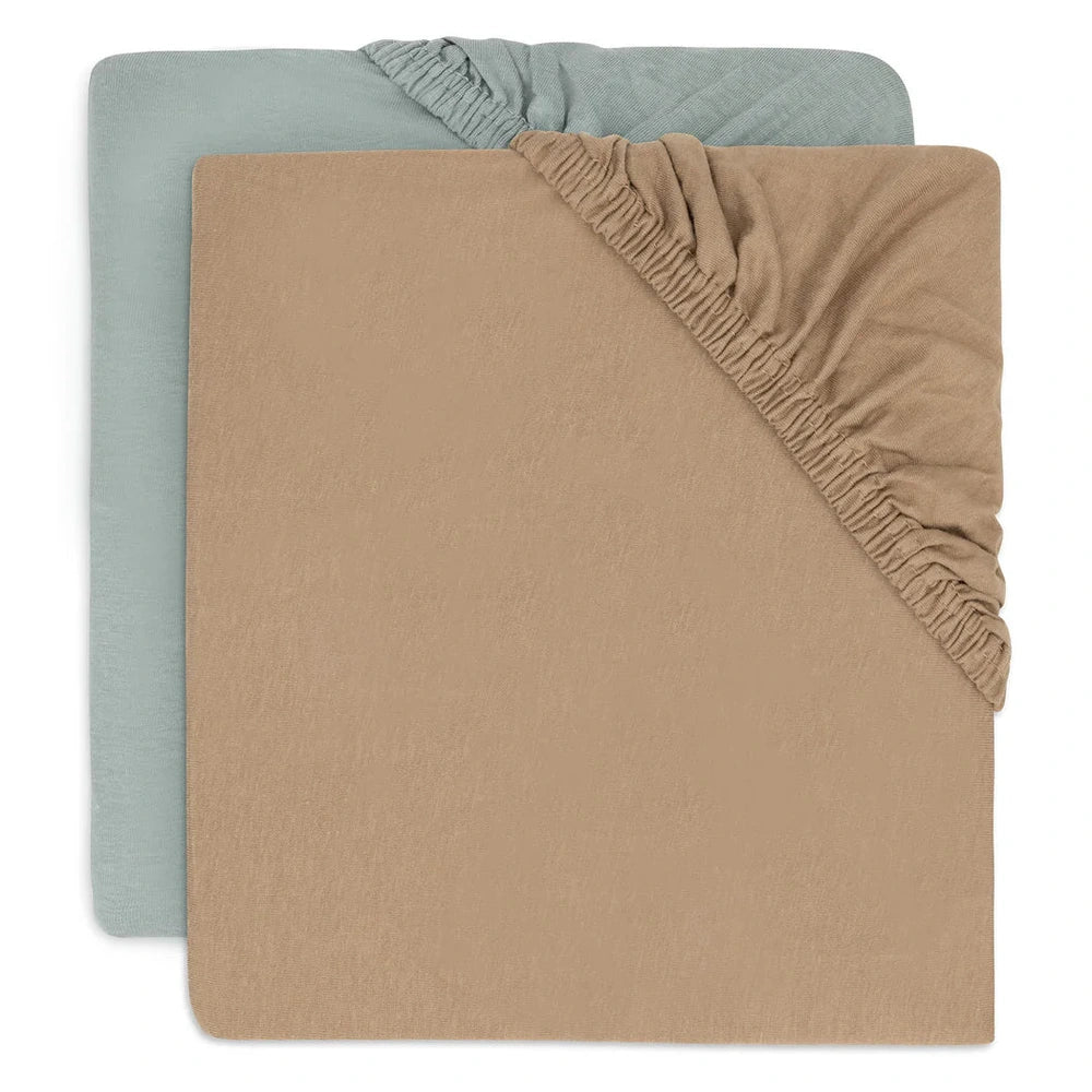 Jollein - Hoeslaken Jersey 60x120cm - 2pack - Sea Green / Biscuit