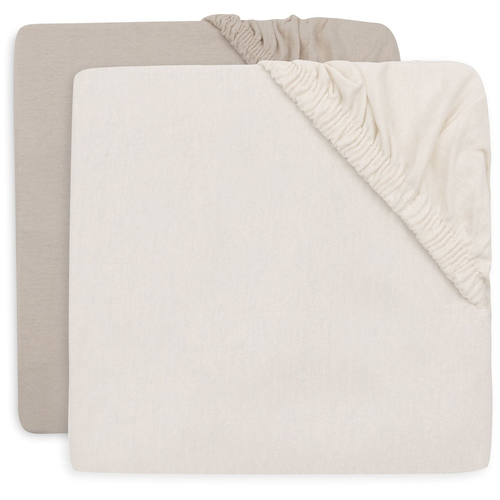 Jollein - Hoeslaken Jersey 70/75cm x 140/150cm - 2pack - Oatmeal/Sand