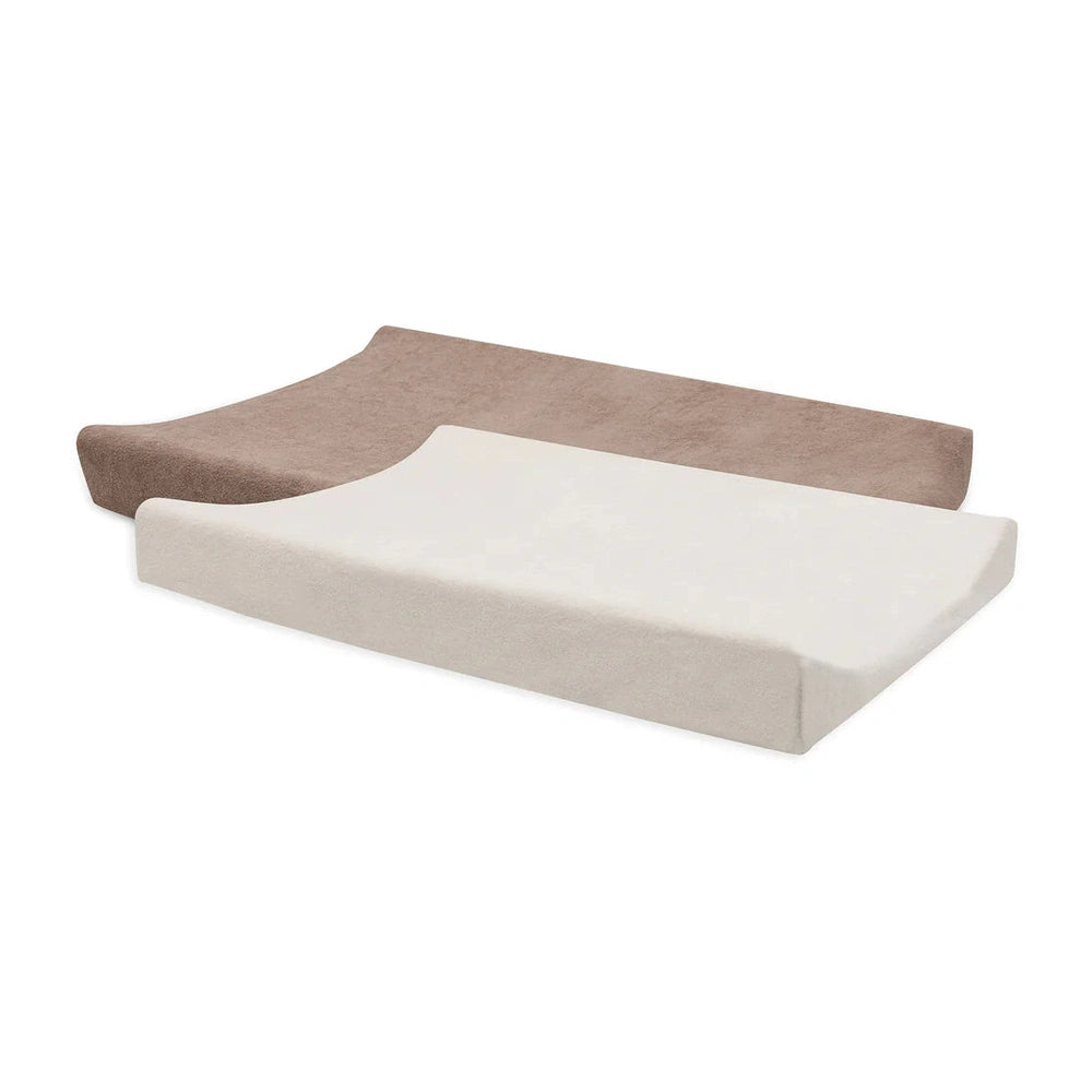 Jollein - Hoes Voor Aankleedkussen/Waskussen Badstof - 50x70cm - 2stuks - Milky Coffee/Ivory