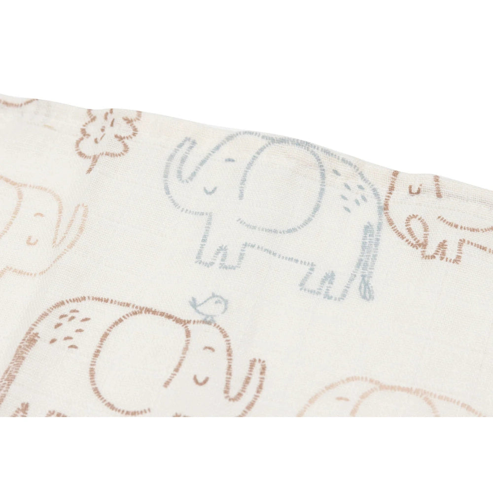 Jollein Hydrofiele Doek Large 115x115cm - Elephant Tales - 2 Stuks