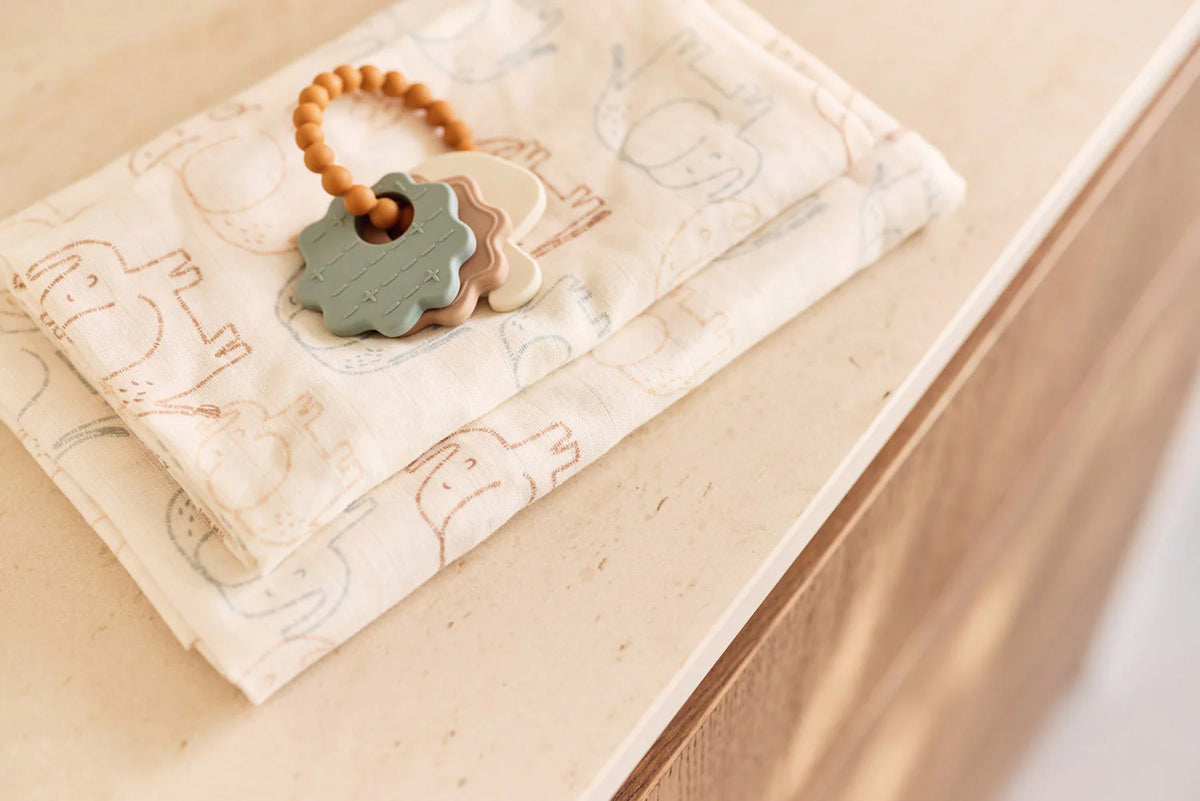 Jollein Hydrofiele Doek Large 115x115cm - Elephant Tales - 2 Stuks