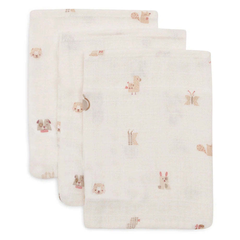 Jollein Hydrofiele Washandjes 3-pack - Animal Friends