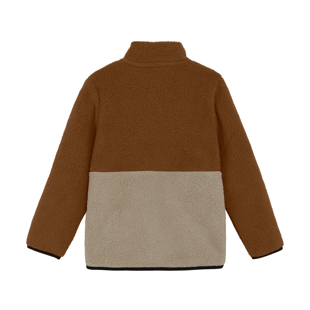 Colorkids Zachte Fleecejas Colorblock - Bruin