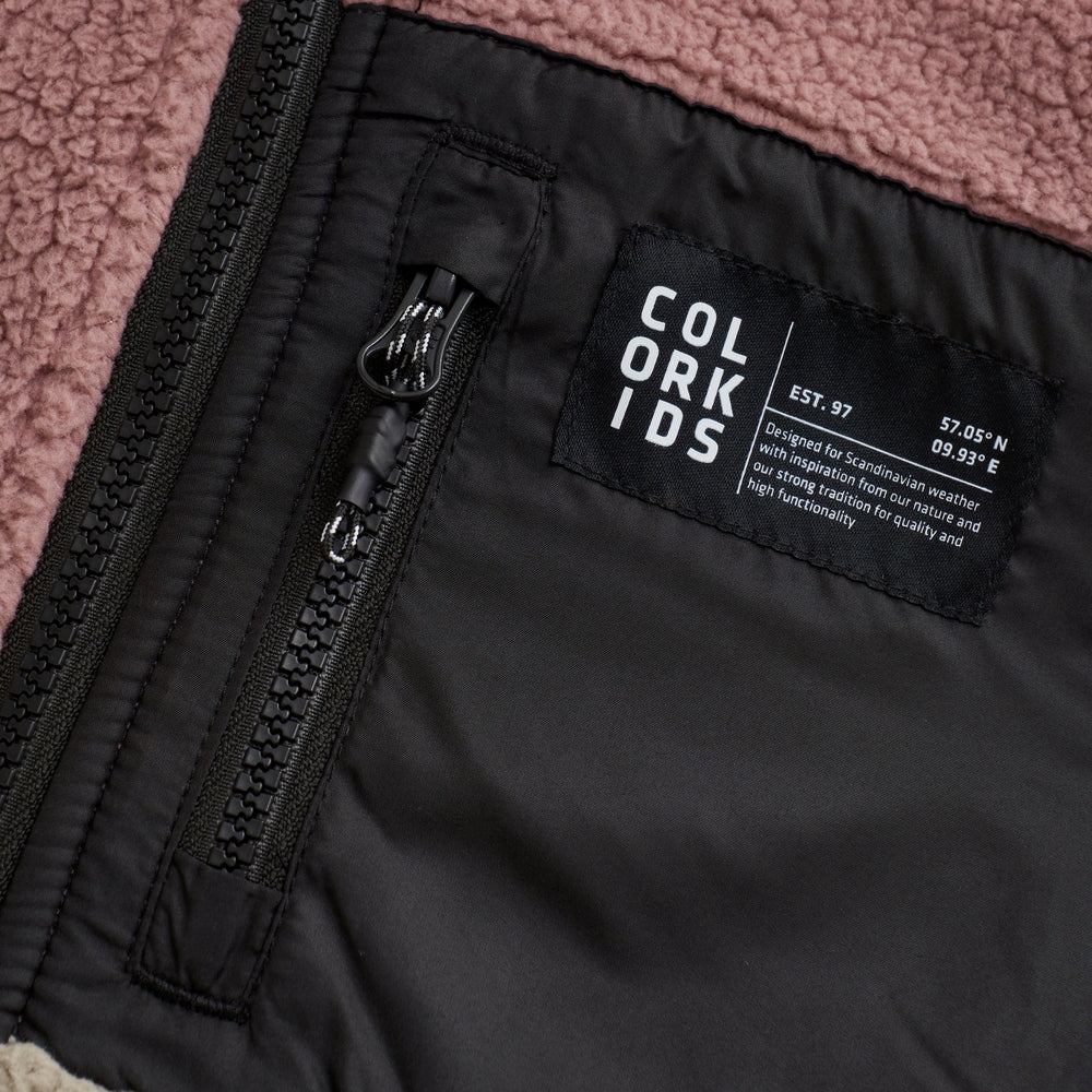 Colorkids Zachte Fleecejas Colorblock - Roos