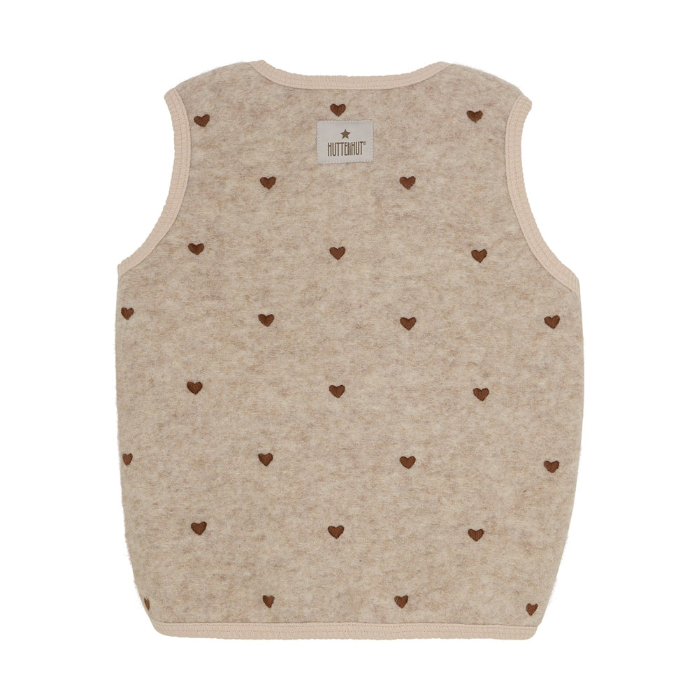 Huttelihut Merinowollen Vest Zonder Mouwen Met Geborduurde Hartjes