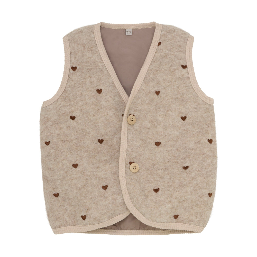 Huttelihut Merinowollen Vest Zonder Mouwen Met Geborduurde Hartjes