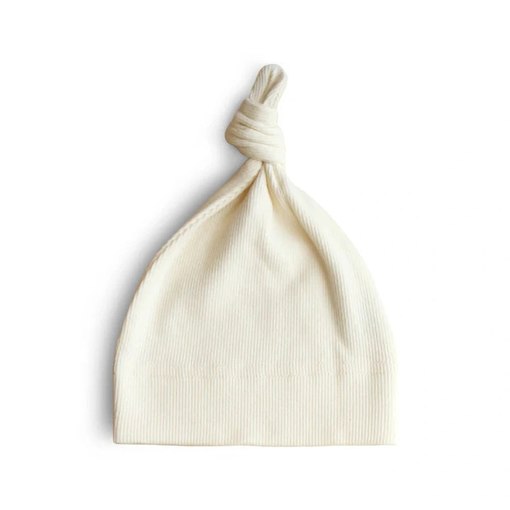 Mushie Ribbed Beanie - Ivory Biokatoen