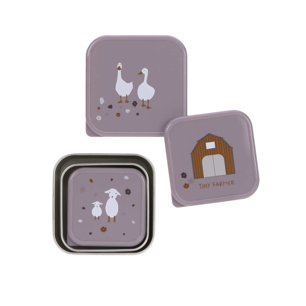 Lässig Boîte à Snacks en Acier Inoxydable 3 Pièces - Tiny Farmer Lilac