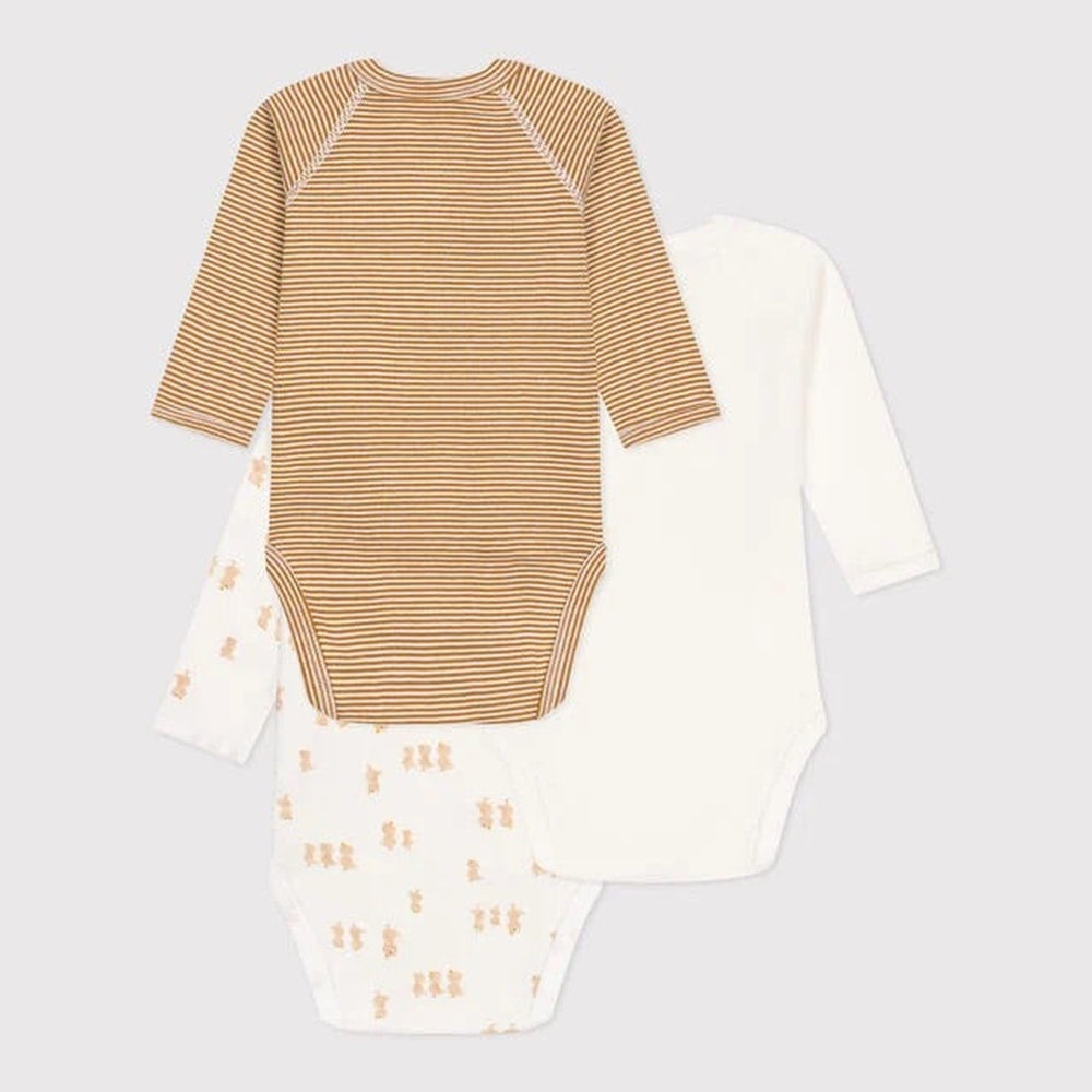 Petit Bateau | Set van 3 Katoenen Overslagbody’s Met Lange Mouwen