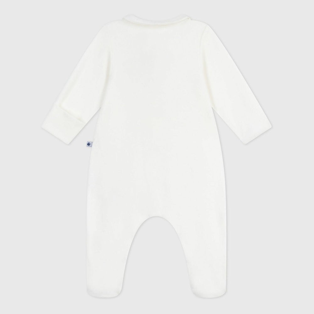 Petit Bateau Effen Fluwelen Baby Pyjama Met Kraag