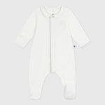 Petit Bateau Effen Fluwelen Baby Pyjama Met Kraag