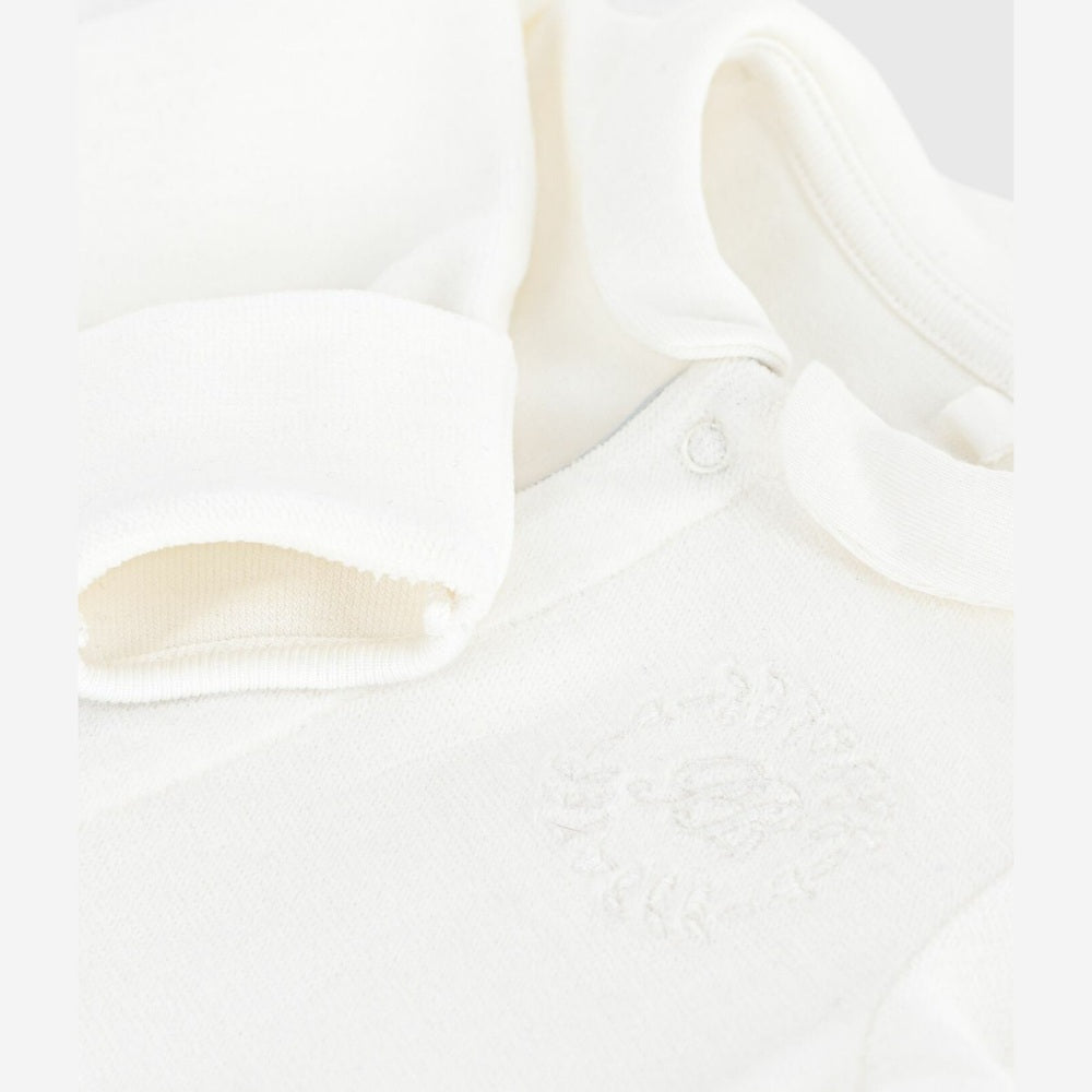 Petit Bateau Effen Fluwelen Baby Pyjama Met Kraag