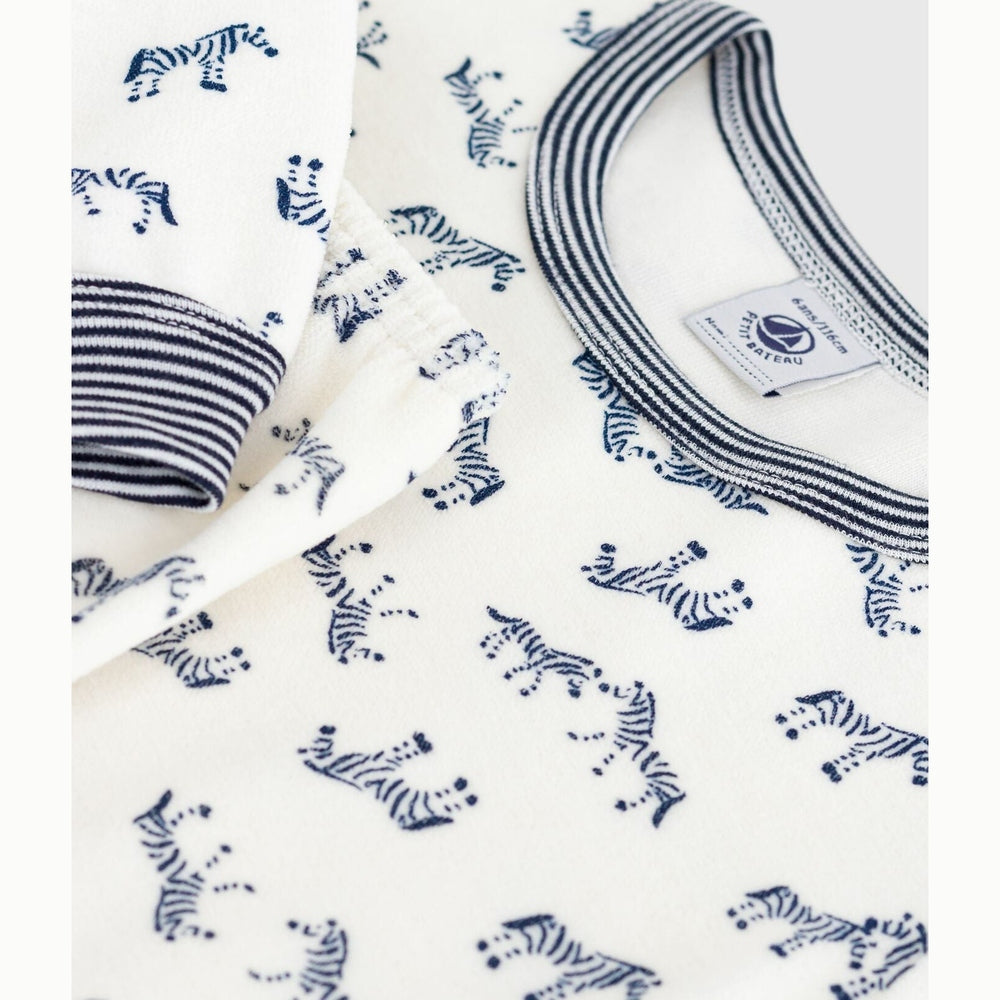 Petit Bateau Fluwelen Kinderpyjama - Zebraprint