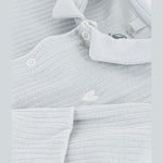 Petit Bateau Effen Fluwelen Babypyjama Met Kraag En Geborduurd Hartje