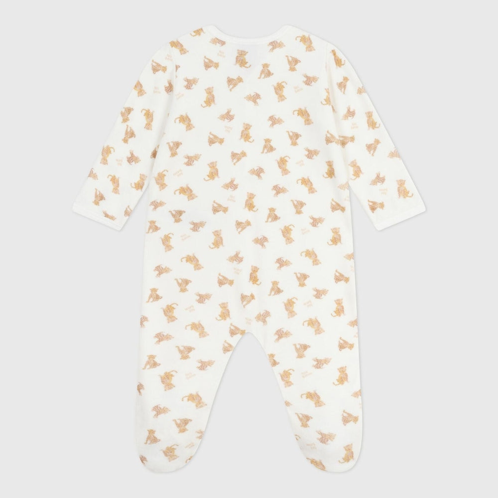 Petit Bateau Fluwelen Babypyjama - Luipaard