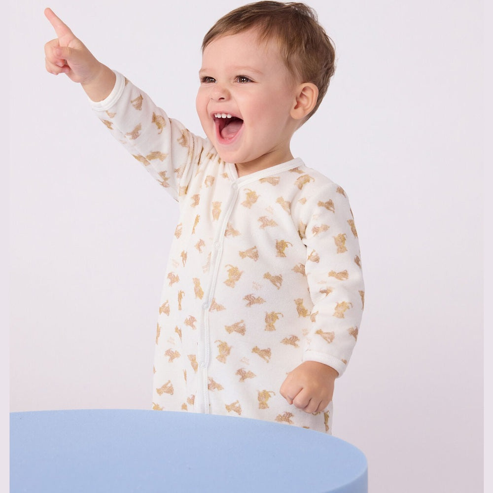 Petit Bateau Fluwelen Babypyjama - Luipaard