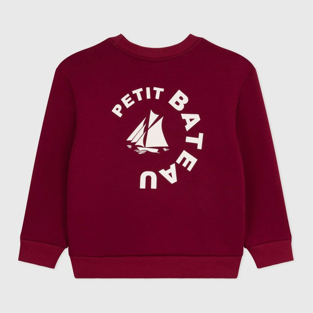 Petit Bateau Effen Katoenen Sweater Voor Kinderen - Donkerrood