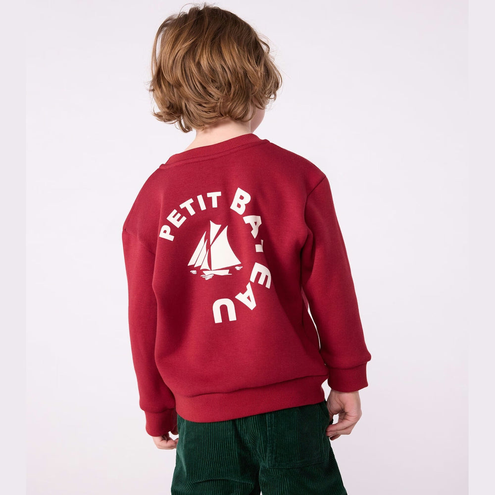 Petit Bateau Effen Katoenen Sweater Voor Kinderen - Donkerrood