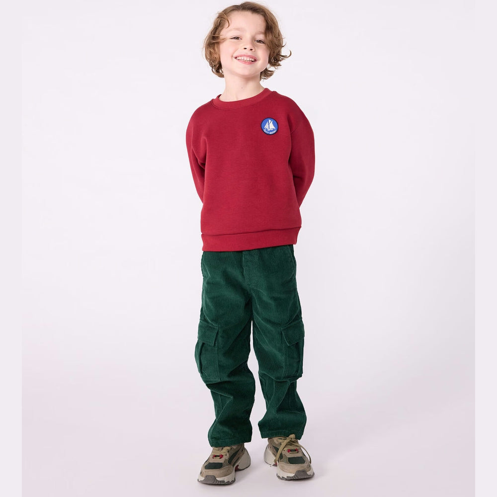 Petit Bateau Effen Katoenen Sweater Voor Kinderen - Donkerrood
