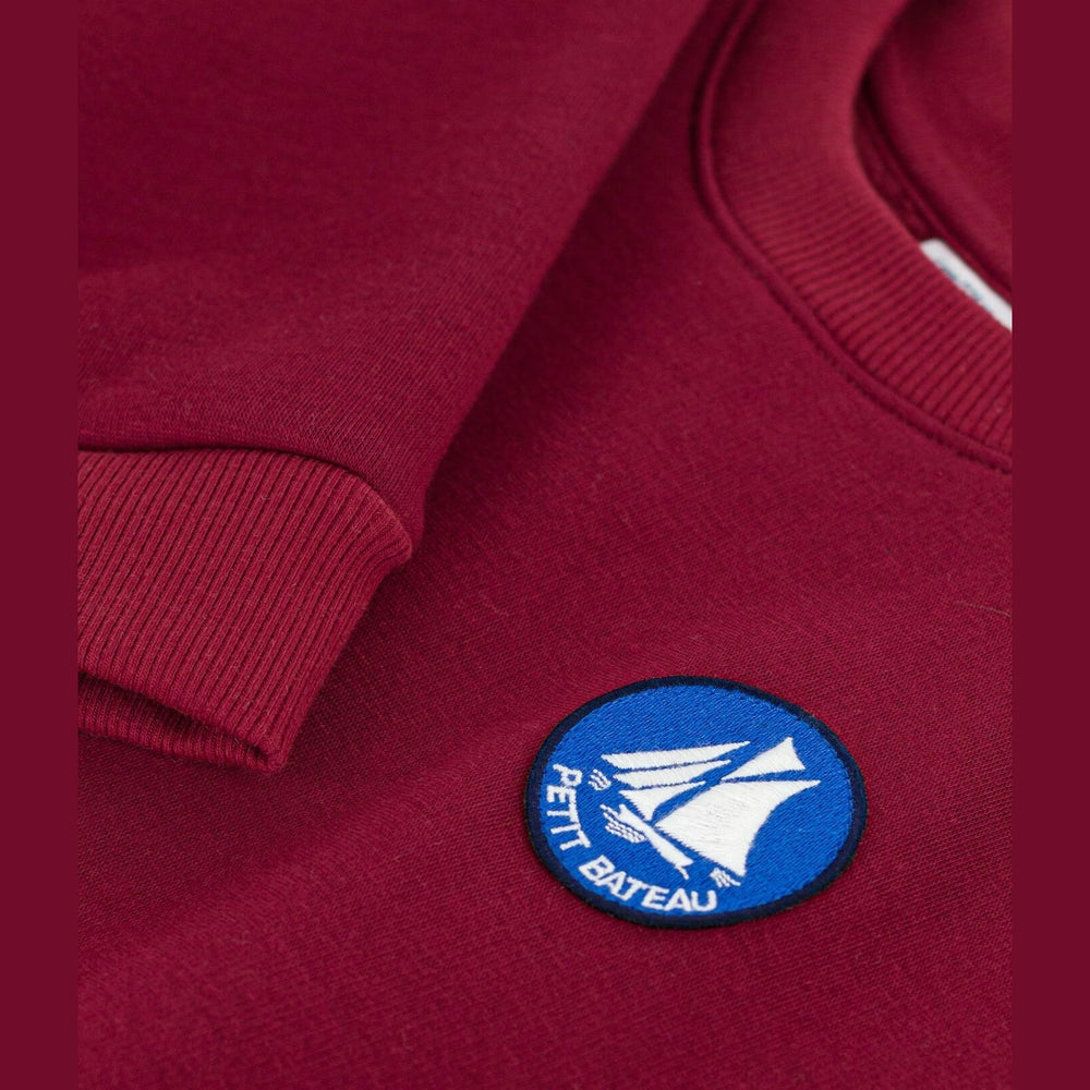 Petit Bateau Effen Katoenen Sweater Voor Kinderen - Donkerrood