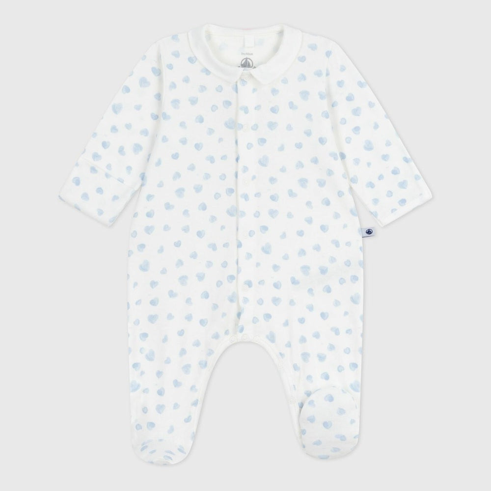 Petit Bateau Katoenen Babypyjama Met Kraag - Blauwe Hartjes