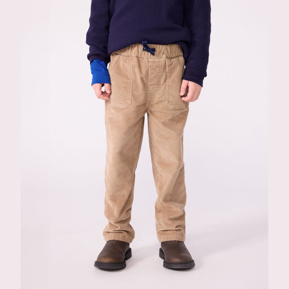 Petit Bateau Effen Fluwelen Rechte Broek Voor Kinderen - Bruin/Beige