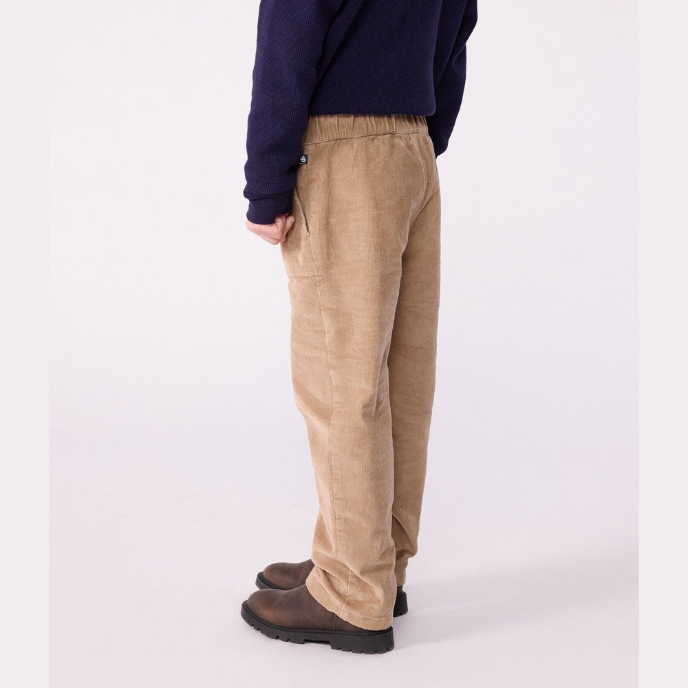 Petit Bateau Effen Fluwelen Rechte Broek Voor Kinderen - Bruin/Beige