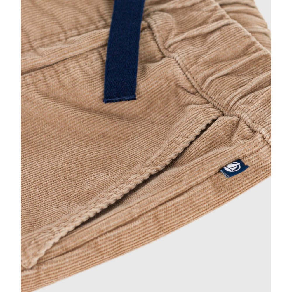 Petit Bateau Effen Fluwelen Rechte Broek Voor Kinderen - Bruin/Beige