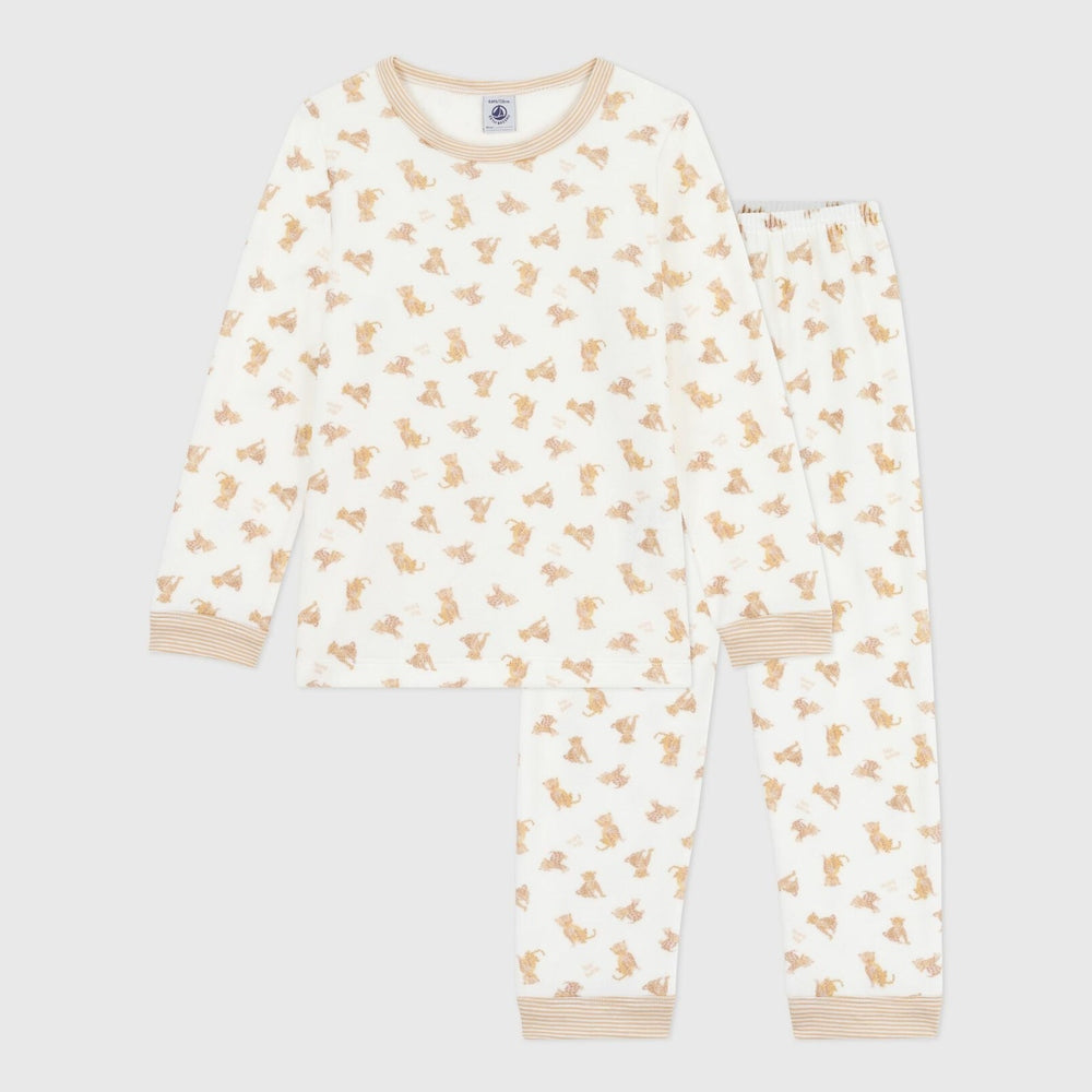 Petit Bateau Fluwelen Kinderpyjama - Luipaardprint