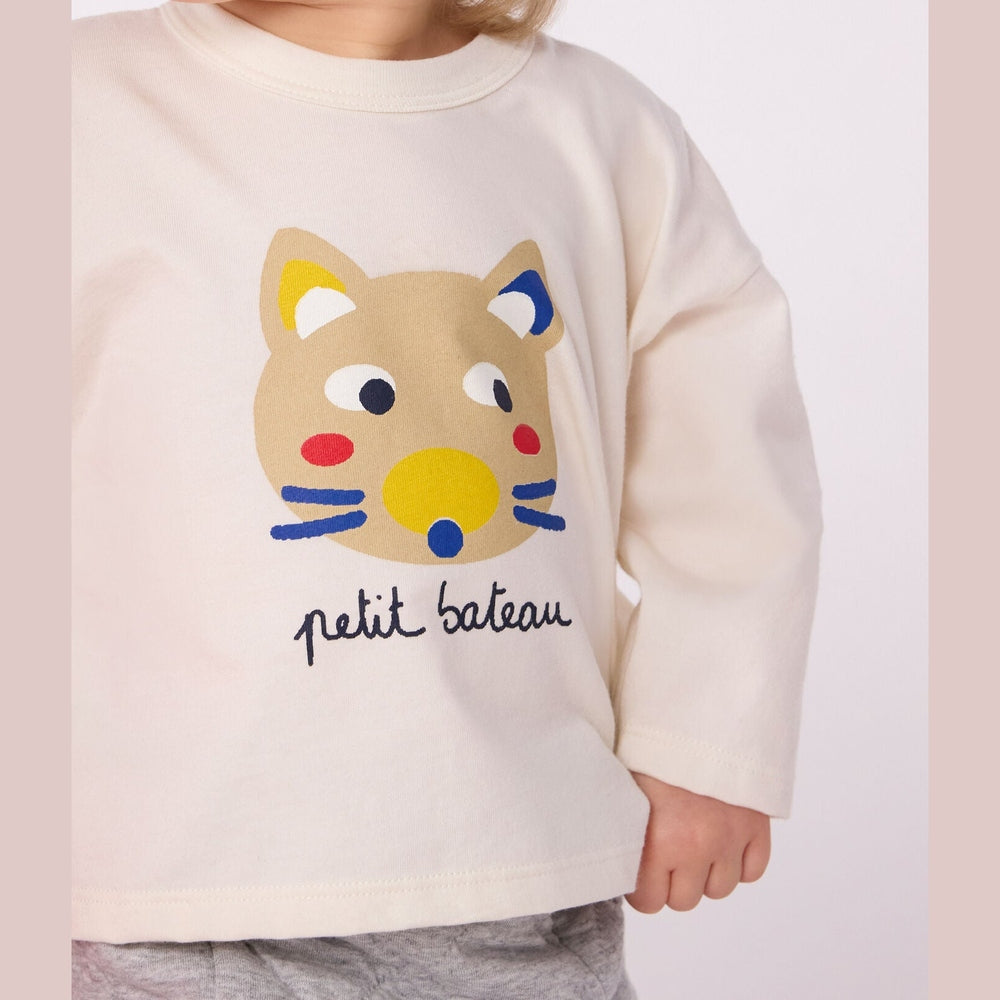 Petit Bateau Katoenen T-shirt Met Lange Mouwen - Kat