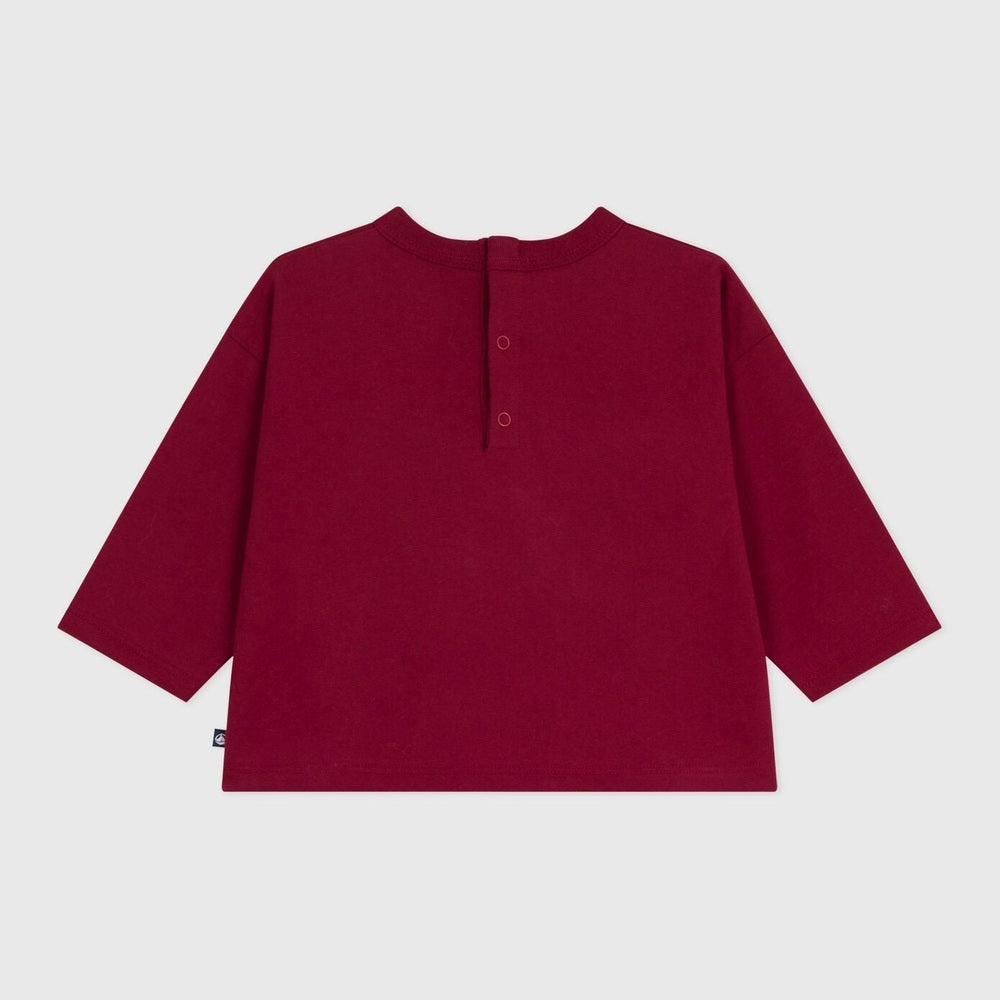 Petit Bateau T-shirt Van Katoen Lange Mouwen - Amarante/ Rood