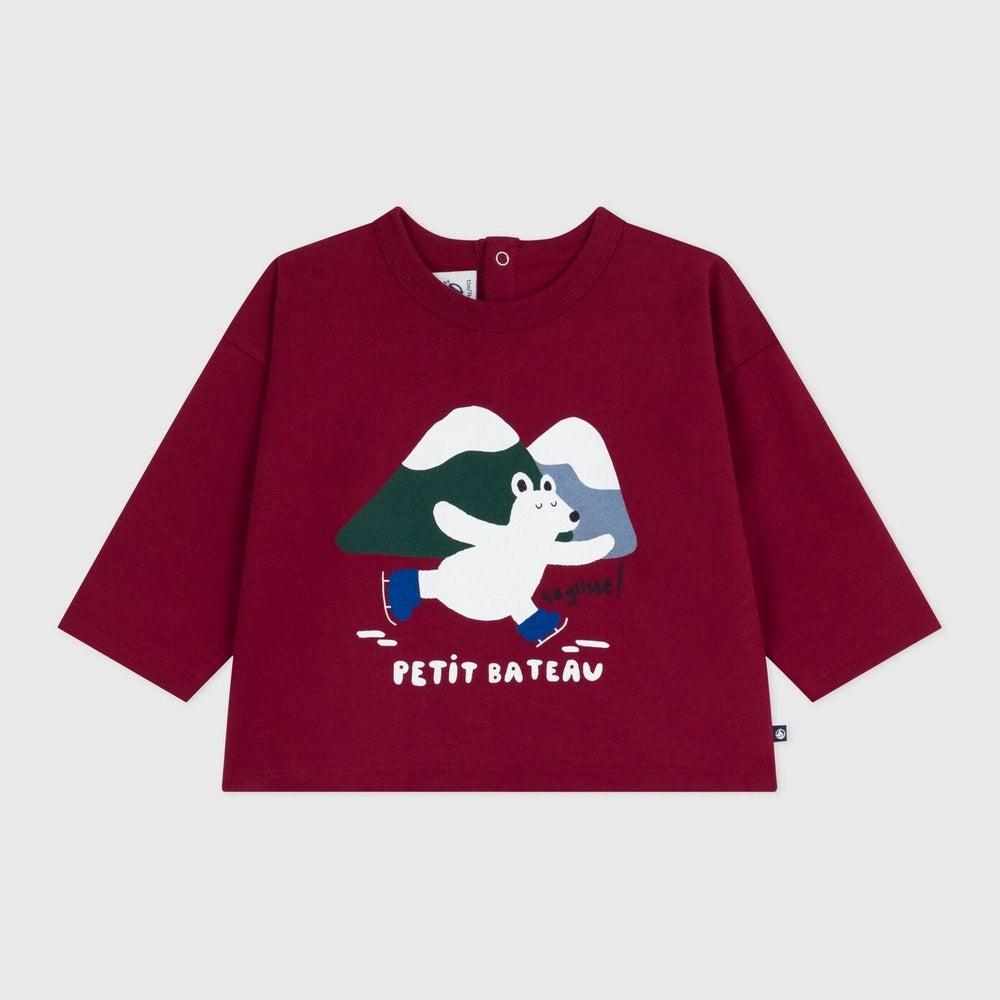 Petit Bateau T-shirt Van Katoen Lange Mouwen - Amarante/ Rood
