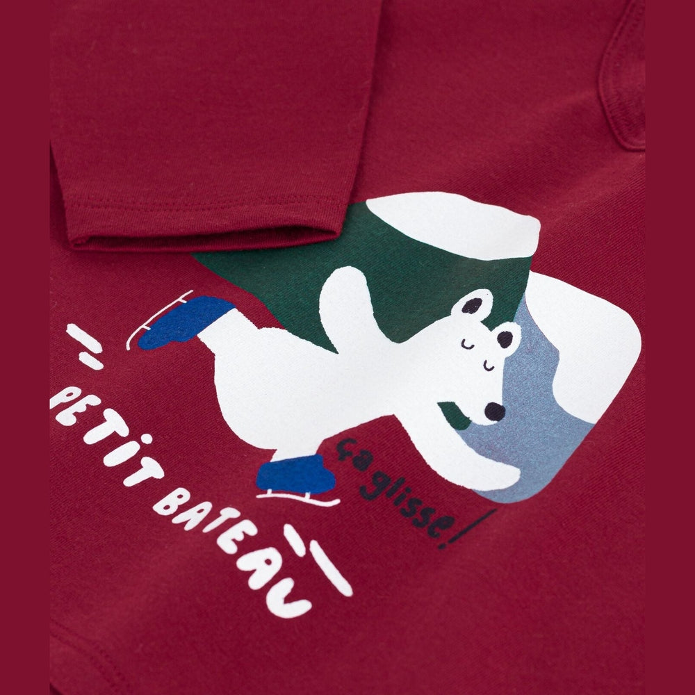 Petit Bateau T-shirt Van Katoen Lange Mouwen - Amarante/ Rood