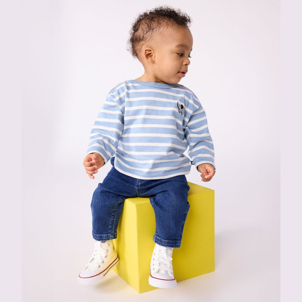 Petit Bateau Katoenen Baby Truitje Met Strepen - Olifant