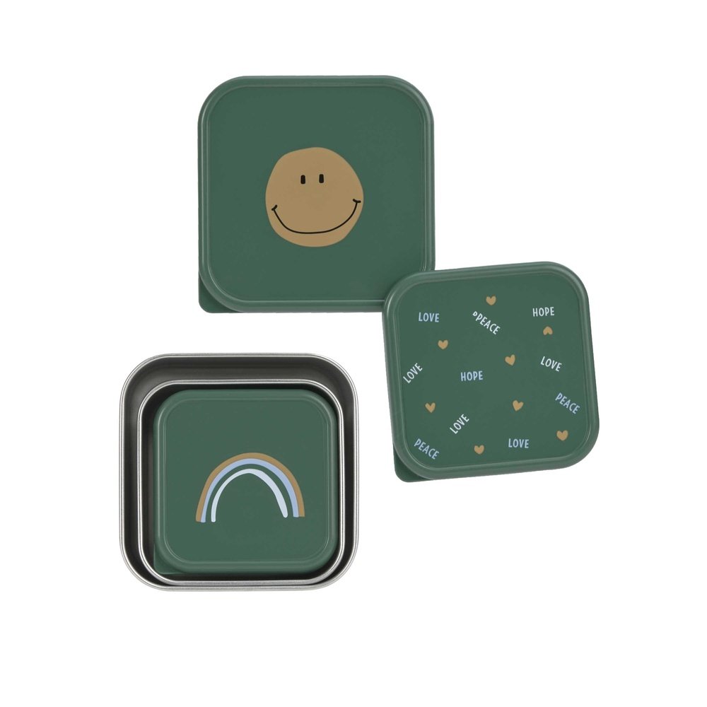Roestvrije Snackbox 3 Delige Set - Smile green