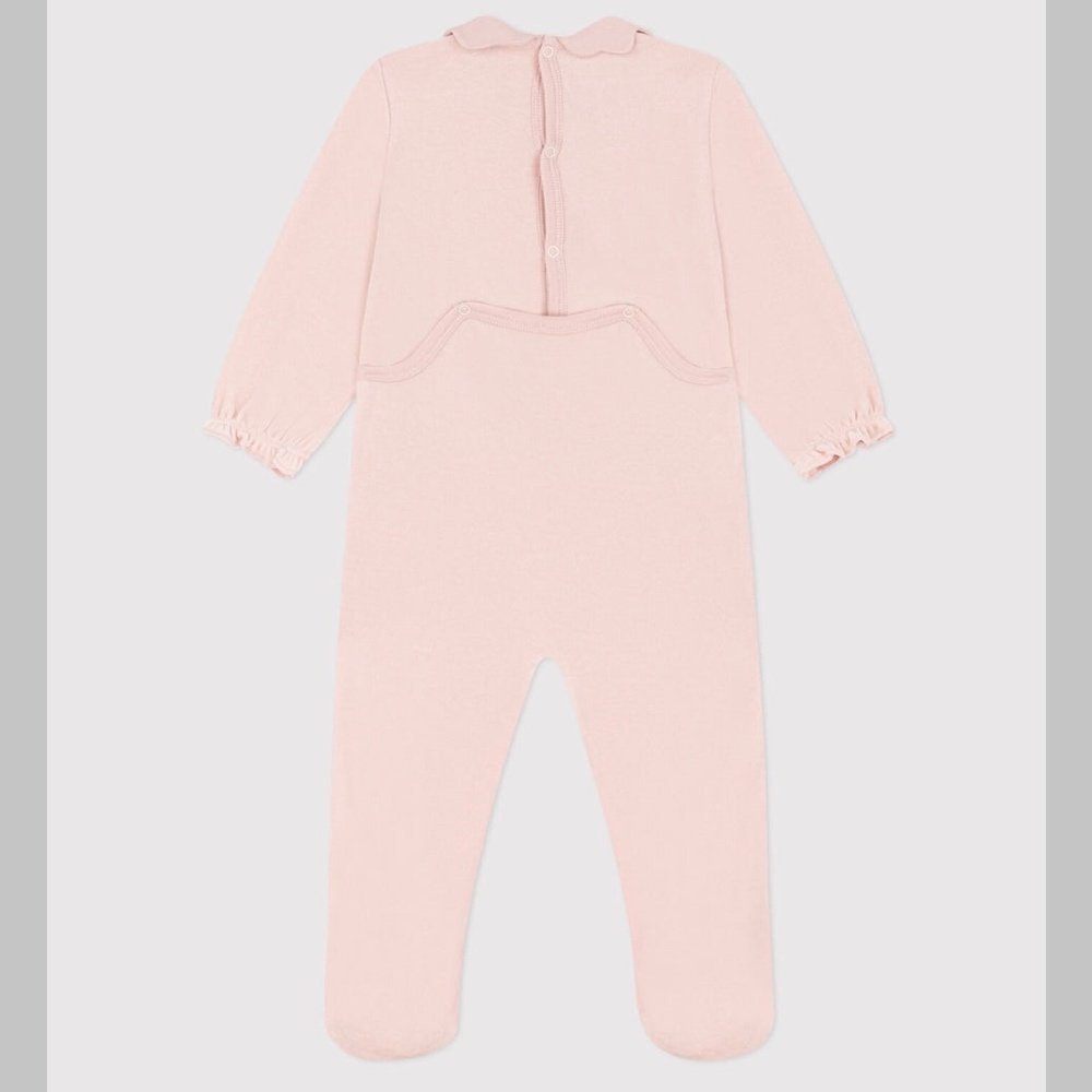 Plain Baby Pajamas In Pink Velour