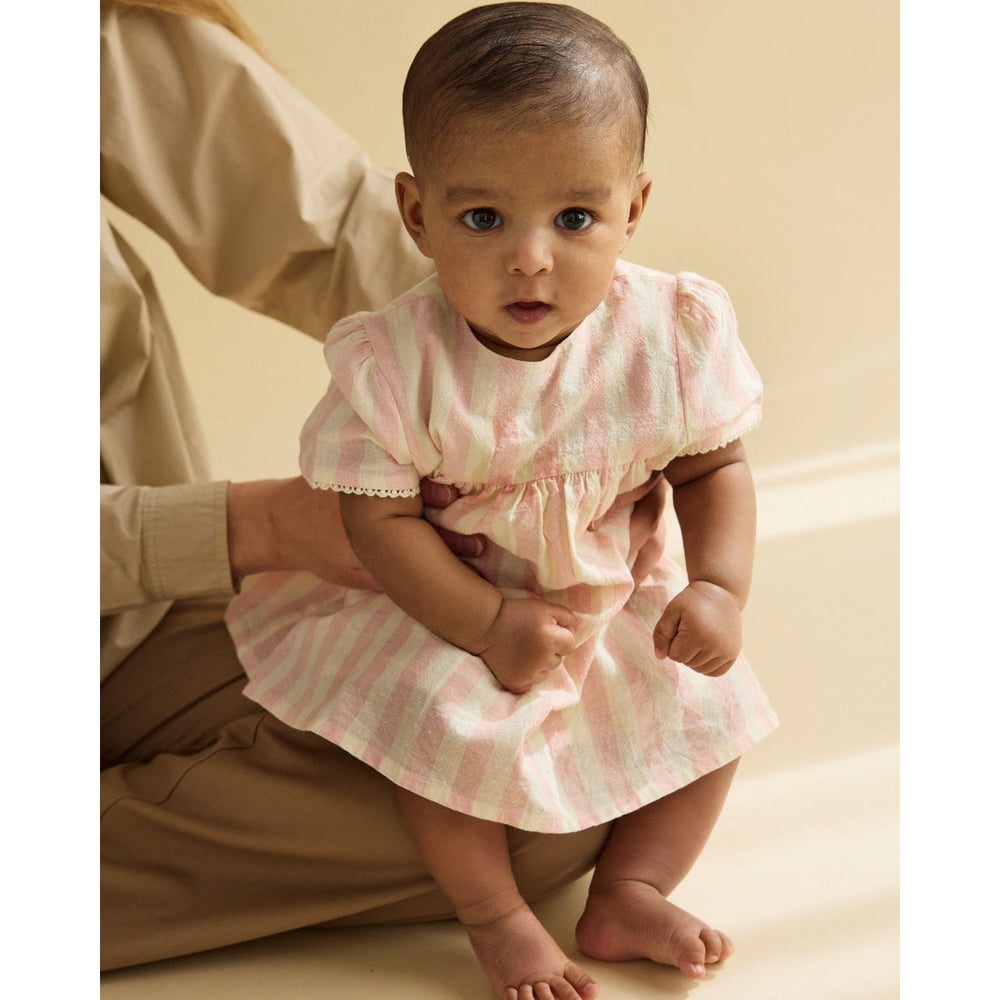 Minymo Jurk Korte Mouw Gestreept Silver Pink