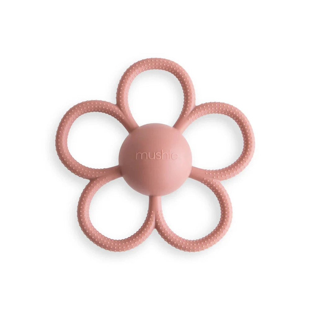 Mushie Daisy Rattle Bijtring - Dusty Rose