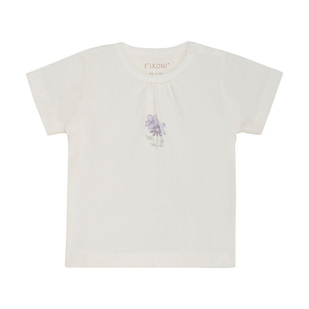 Jersey T-shirt Met Korte Mouwen Van Biokatoen - Flower/Coconut Milk